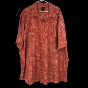 Big & Tall Mens Harbor Bay Hawiian Floral Print Button Front short Sleeve Shirt
